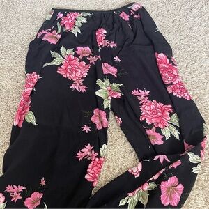 Coconut Breeze Hawaii Floral Black and Pink Women's Pants